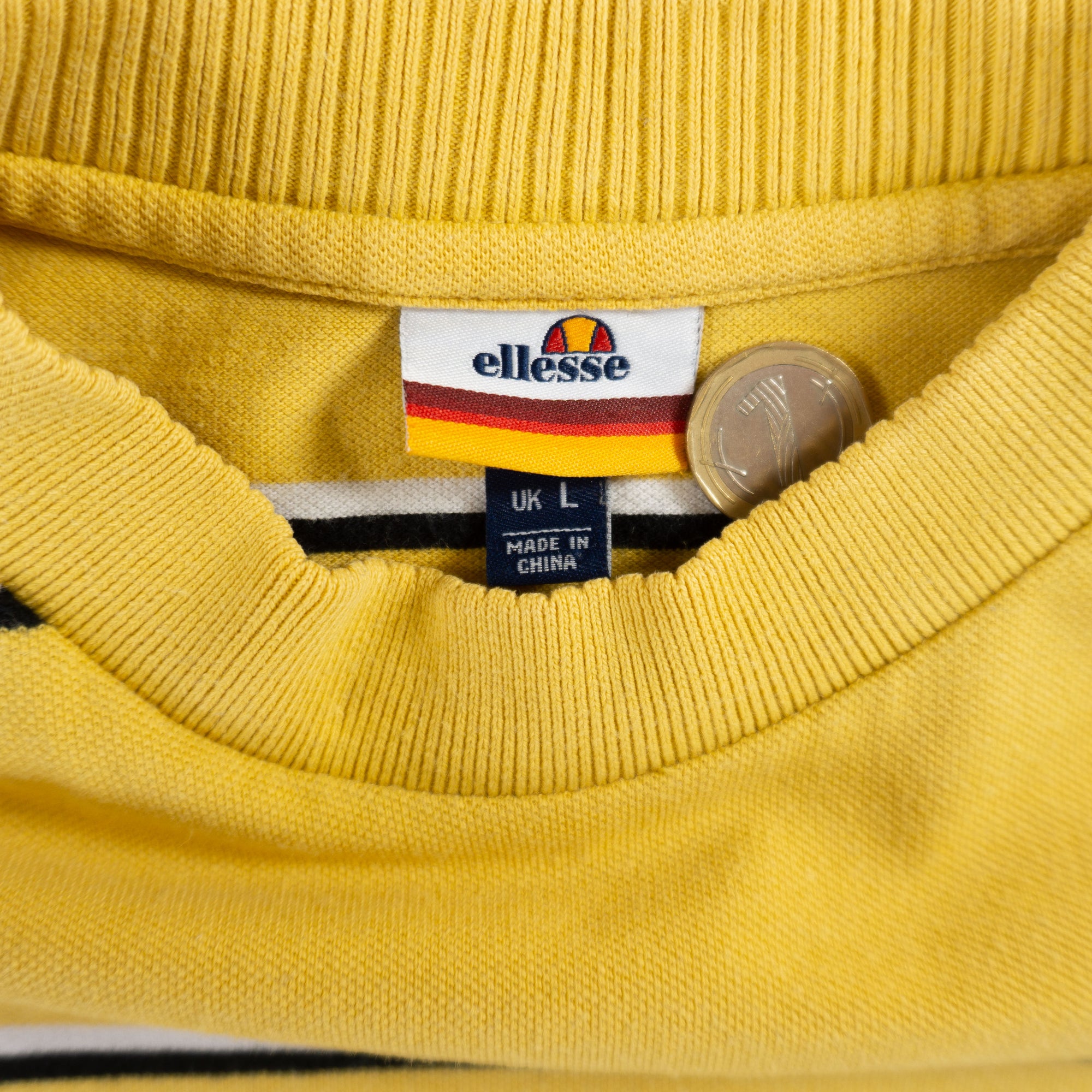 Ellesse Раирана Жълта Тениска