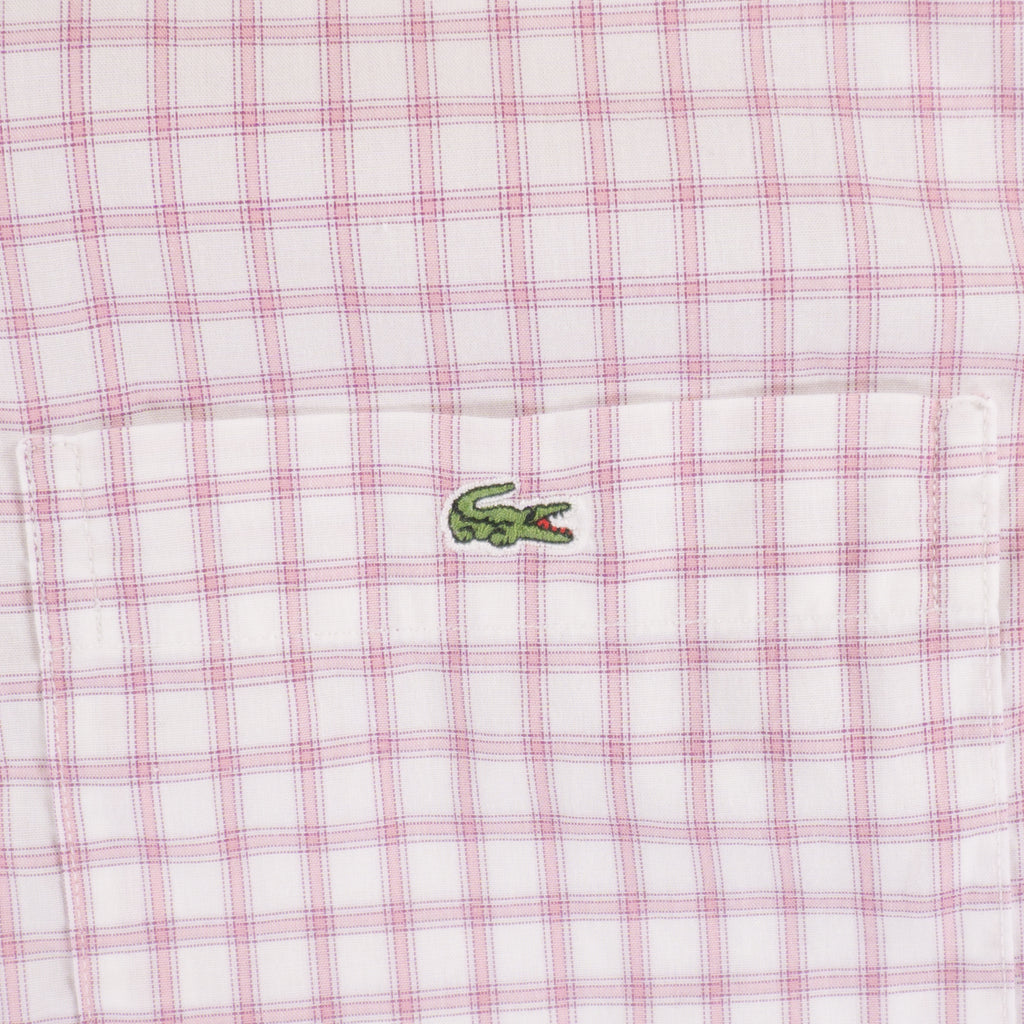 Lacoste Розова Карирана Риза с Къс Ръкав