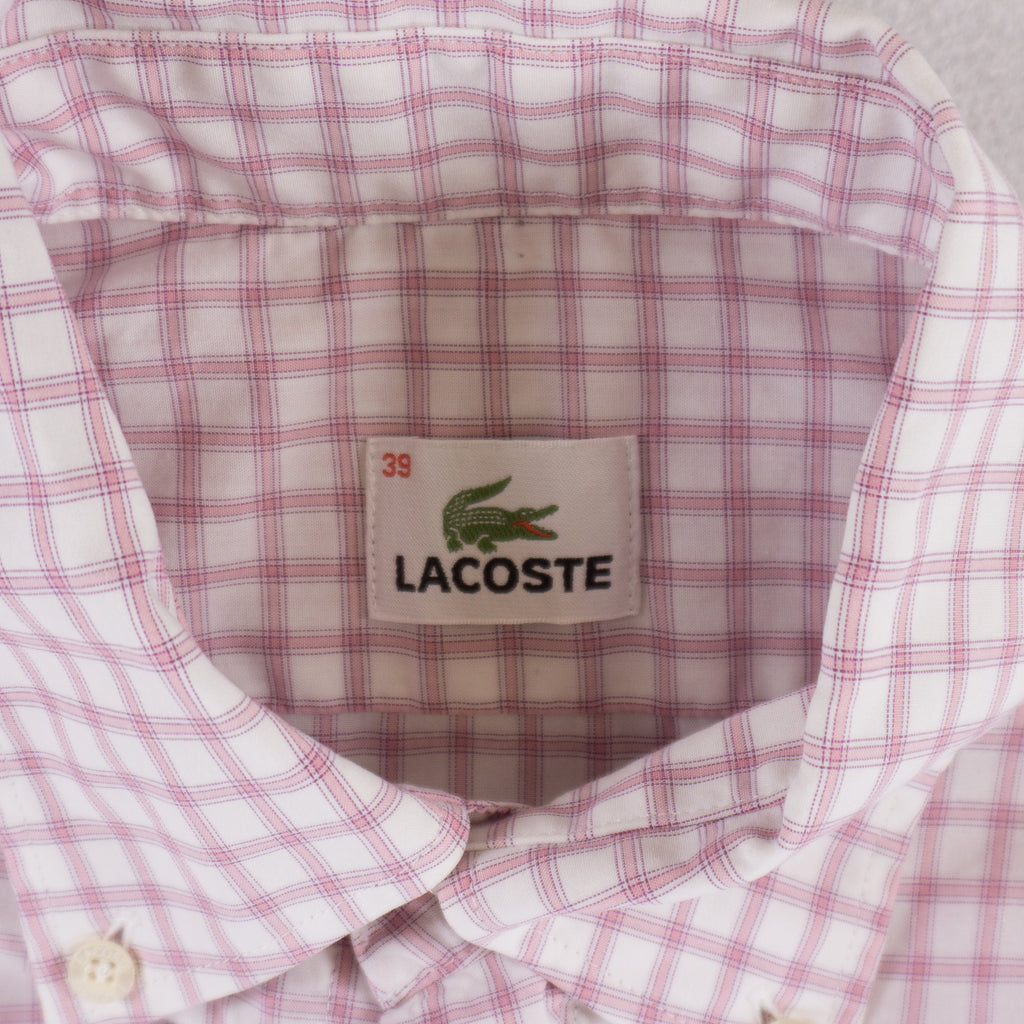 Lacoste Розова Карирана Риза с Къс Ръкав