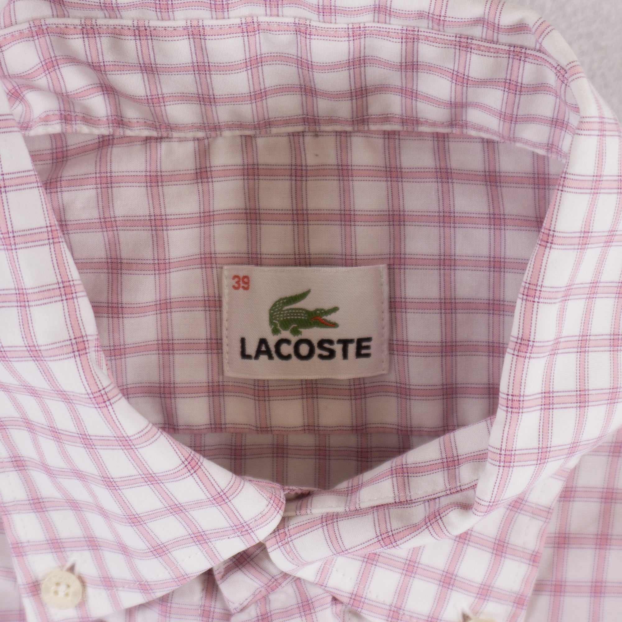 Lacoste Розова Карирана Риза с Къс Ръкав